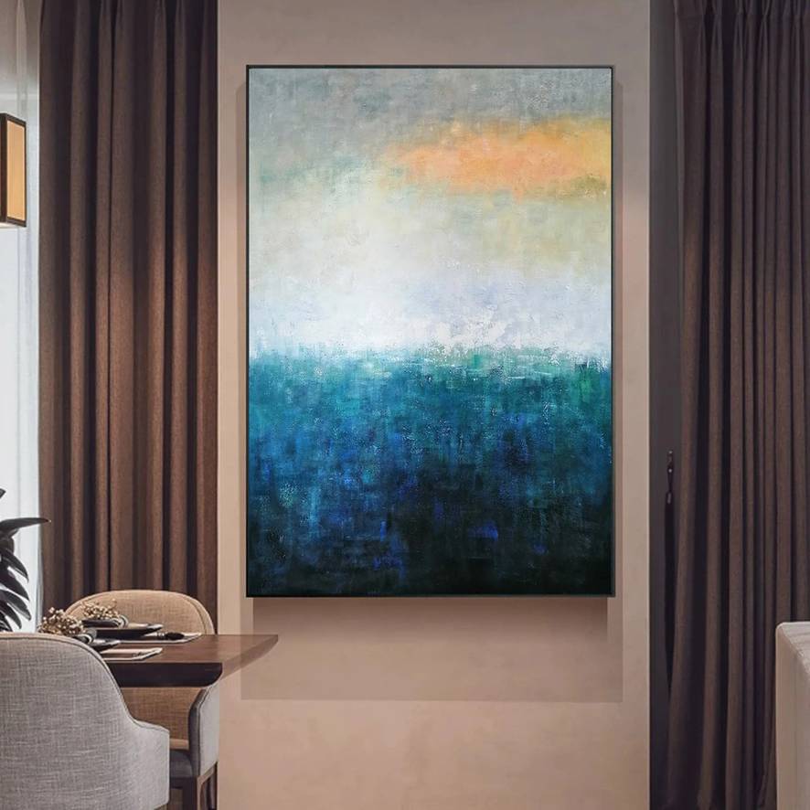 Navy Deep Yellow Abstract Canvas Artwork V8CEB wall art